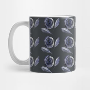 Trendy seamless blue-grey pattern with winter flowers and leaves, isolated. Boho watercolor roses, peonies in trendy earthy colors, tones. Botanical illustration for the fabric, covers, packaging. Mug